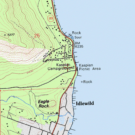 Topographic Map of Kaspian Picnic Area, CA