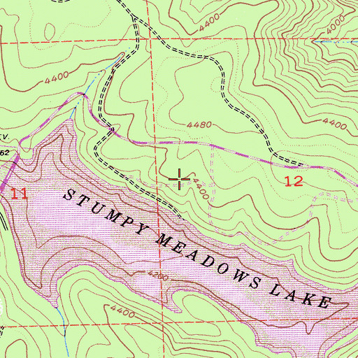 Topographic Map of Stumpy Meadows Campground, CA