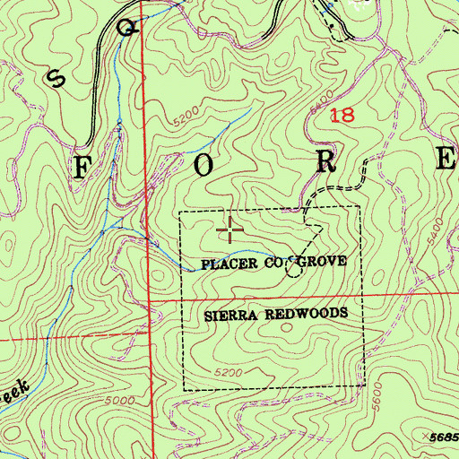 Topographic Map of Big Tree Grove Picnic Area, CA