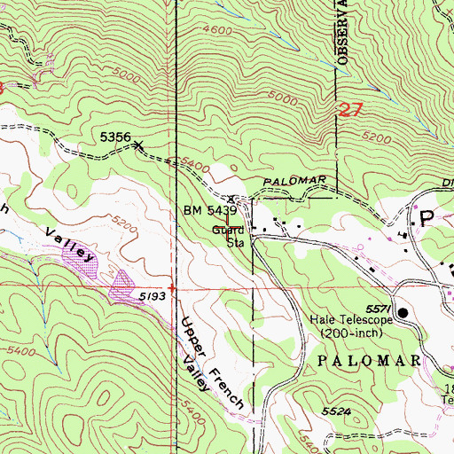 Topographic Map of Palomar Fire Station, CA