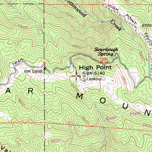 Topographic Map of High Point Lookout, CA