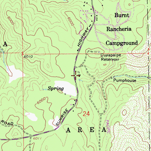 Topographic Map of Laguna Mountain Volunteer Association, CA