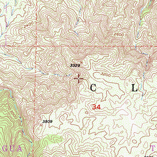 Topographic Map of Dripping Springs Trail, CA