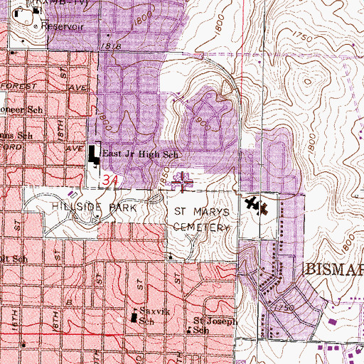 Topographic Map of Missouri Slope Lutheran Care Center, ND