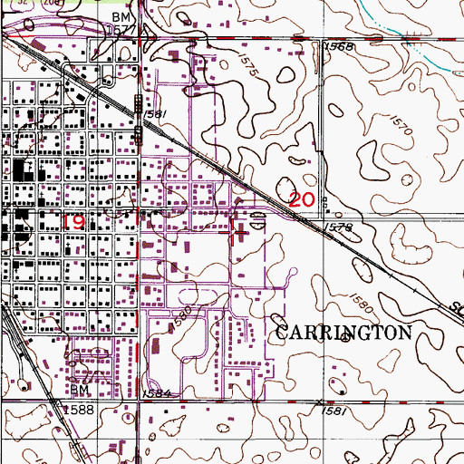 Topographic Map of Golden Acres Manor, ND