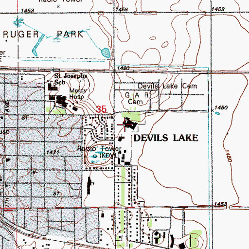 Topographic Map of Heartland Care Center, ND