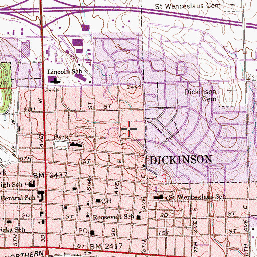 Topographic Map of Saint Benedicts Health Center, ND