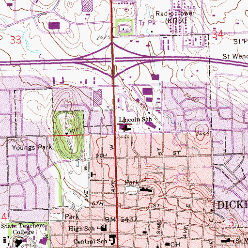 Topographic Map of Saint Lukes Home, ND