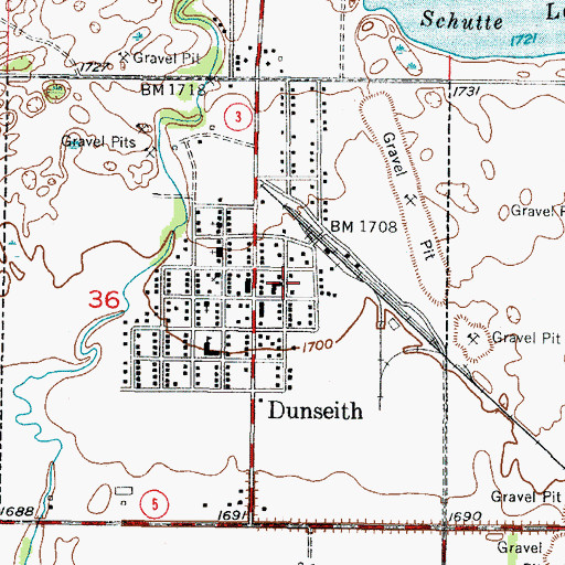 Topographic Map of Dunseith Community Nursing Home, ND