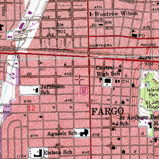 Topographic Map of Bethany on University Long Term Care Facility, ND