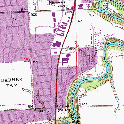 Topographic Map of Elim Care Center, ND