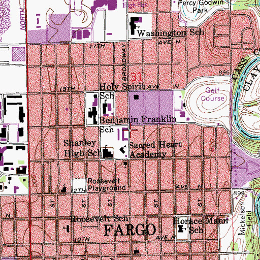Topographic Map of Rosewood on Broadway Long Term Care Facility, ND