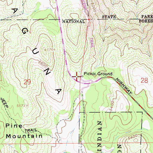 Topographic Map of Pioneer Mail, CA