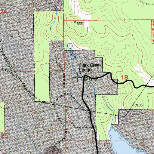 Topographic Map of Clark Creek Lodge, CA