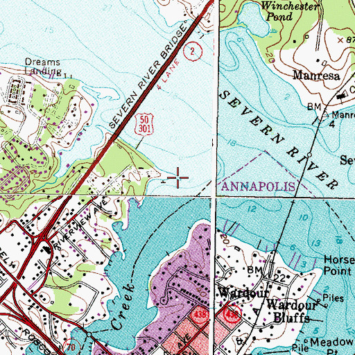 Topographic Map of Weems Point, MD