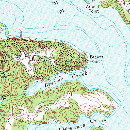 Topographic Map of Brewers Hill, MD