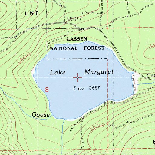Topographic Map of Lake Margaret, CA