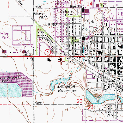 Topographic Map of Maple Manor Care Center, ND