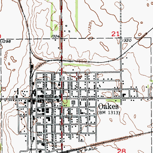 Topographic Map of Good Samaritan Society-Oakes, ND