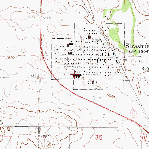 Topographic Map of Strasburg Nursing Home, ND