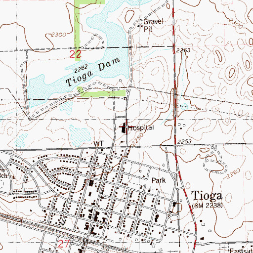 Topographic Map of Tioga Mecical Center Long Term Care, ND