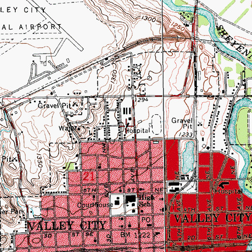 Topographic Map of Sheyenne Care Center, ND