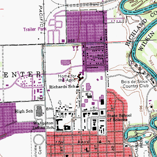 Topographic Map of Saint Catherines Living Center, ND