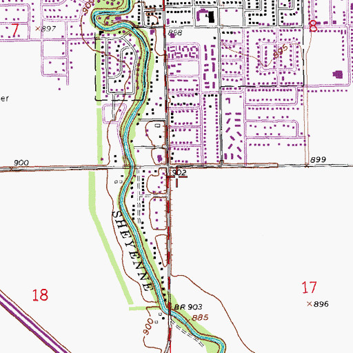 Topographic Map of Sheyenne Crossings Care Center, ND