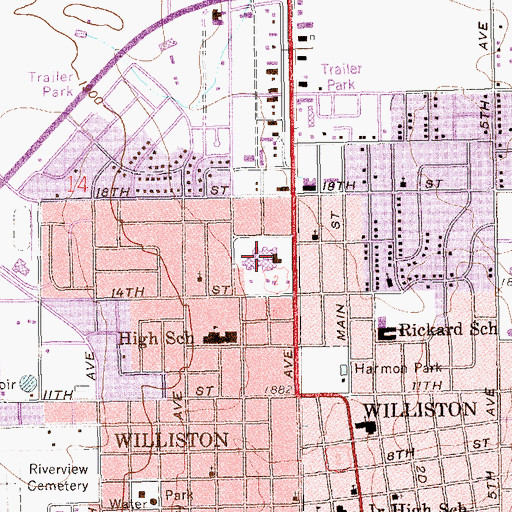 Topographic Map of Bethel Lutheran Nursing and Rehabilitation Center, ND
