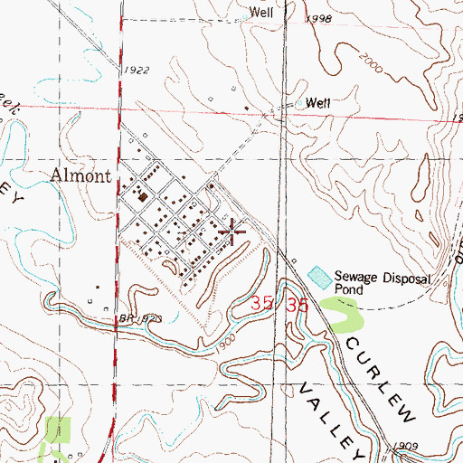 Topographic Map of Almont Heritage Park Museum, ND