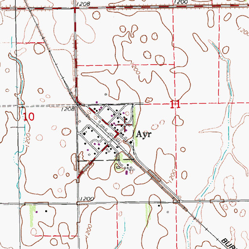 Topographic Map of Cass County Pioneer Village, ND
