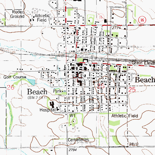 Topographic Map of Golden Valley County Museum, ND