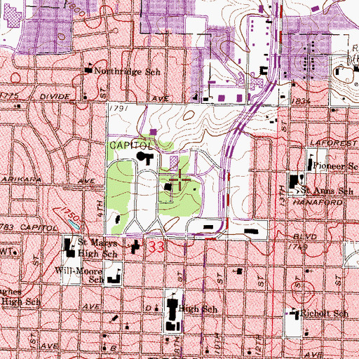 Topographic Map of North Dakota Heritage Center, ND