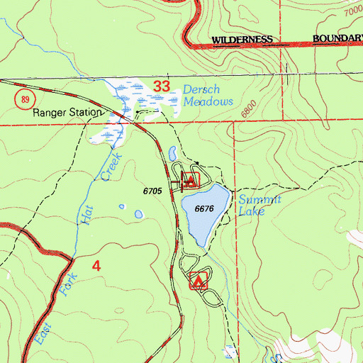 Topographic Map of Summit Lake Recreation Site, CA