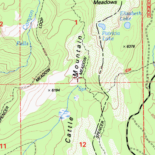 Topographic Map of Spencer Meadow Trail, CA
