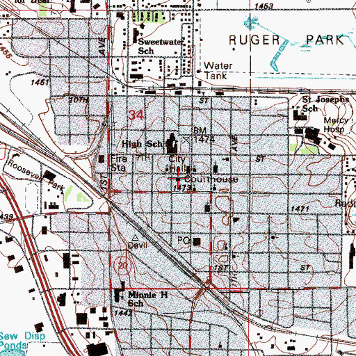 Topographic Map of Sheriff's Musuem, ND