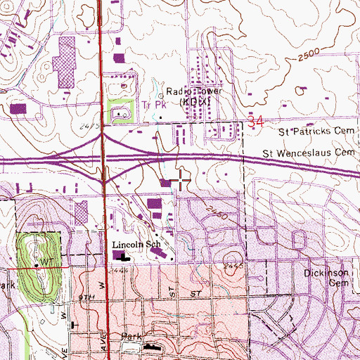 Topographic Map of Dickinson Museum Center, ND