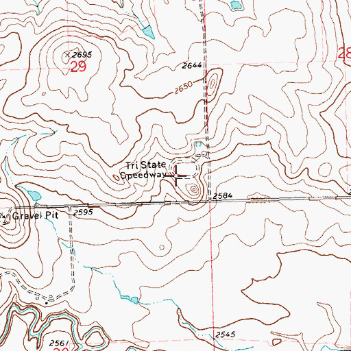 Topographic Map of Southwest Speedway, ND