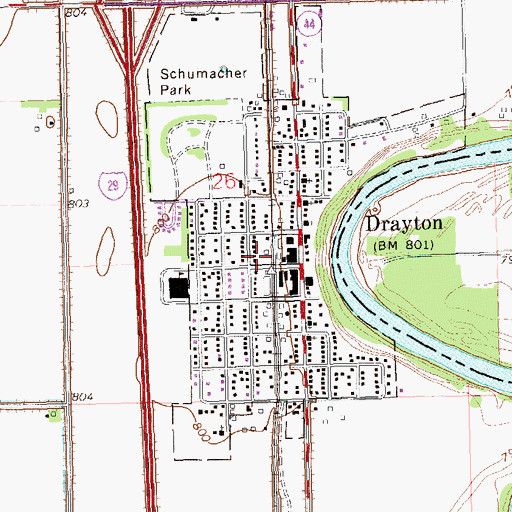 Topographic Map of Blessing Museum, ND