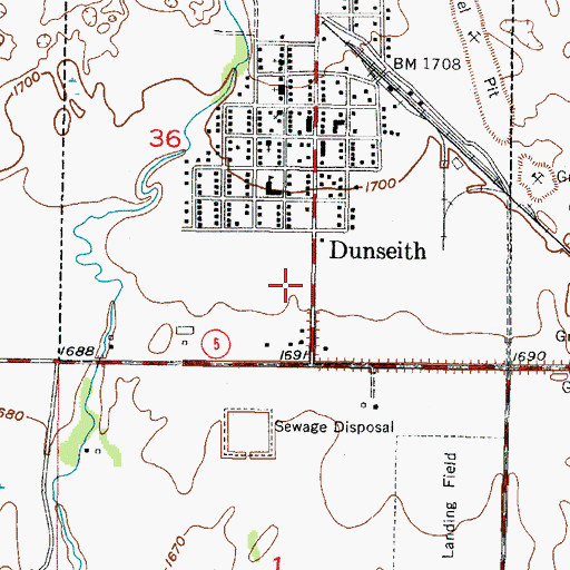Topographic Map of Log House Information Center, ND