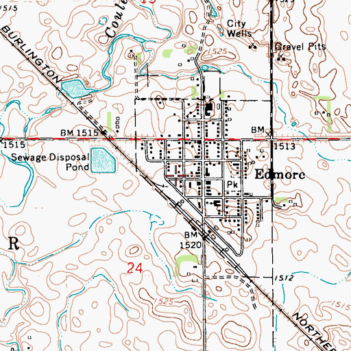 Topographic Map of Wheatland Manor Museum, ND