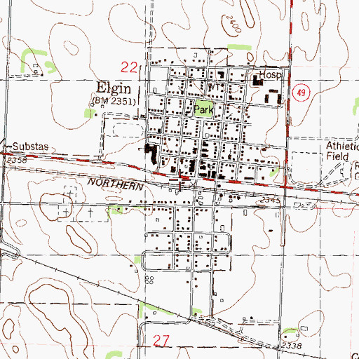 Topographic Map of Elgin Museum, ND