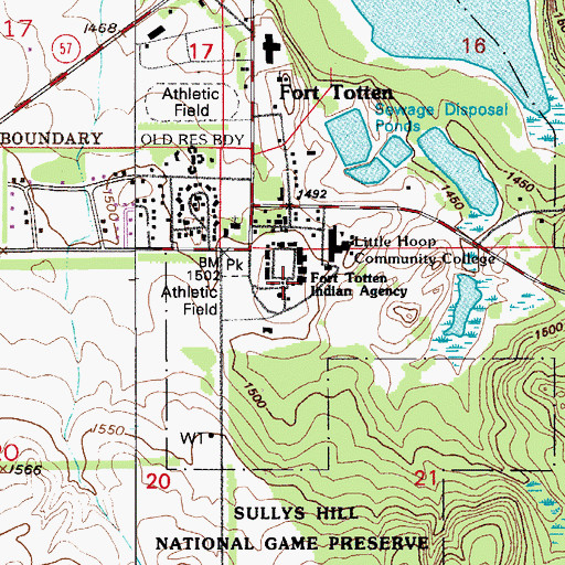 Topographic Map of Lake Region Pioneer Daughters Museum, ND
