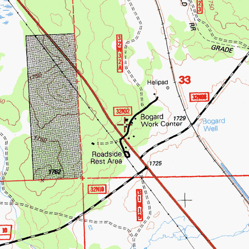 Topographic Map of Bogard Work Center, CA