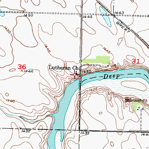 Topographic Map of Deep River Cemetery, ND