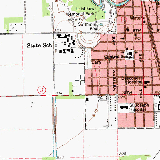 Topographic Map of Heritage Village and Jugville Museum, ND