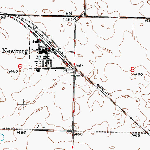 Topographic Map of Newburg Cemetery, ND