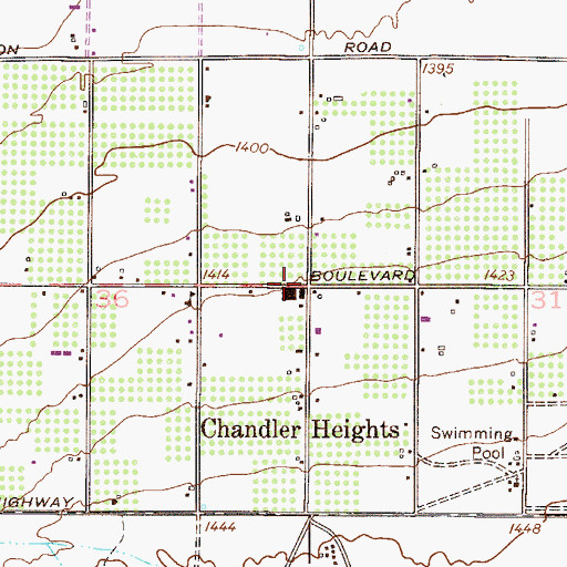 Topographic Map of Chandler Heights, AZ