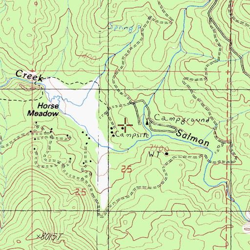 Topographic Map of Horse Meadow Campground, CA