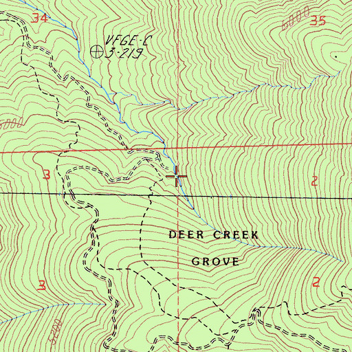 Topographic Map of Deer Creek Mill, CA